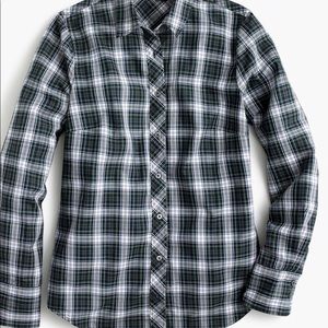 NWT J. Crew Perfect Shirt Tartan Green Size 10